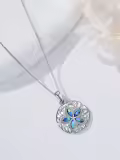 wholesale 925 Sterling Silver Blue Opal Starfish Pendant Necklace for Women Sea Life  45cm Chain Length-0-2