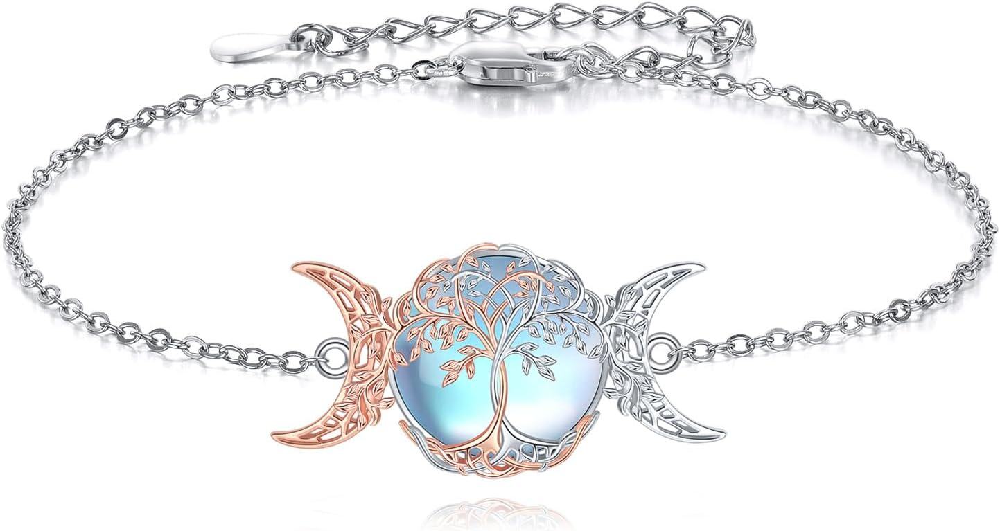 Sterling Silver Cross Bracelet Jewelry with Stone for Women-Tree of Life Bracelet