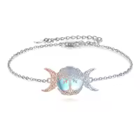 wholesale 925 Sterling Silver Tree of Life Moonstone Bracelet for Women-Tree of Life Bracelet
