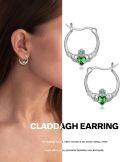 wholesale 925 Sterling Silver Green Crystal Heart Claddagh Hoops - Irish Celtic s for Women-0-4