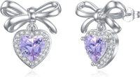 wholesale 925 Sterling Silver Heart Birthstone Stud Earrings Women s Birthday Jewelry Christmas Gifts-06-June-Alexandrite