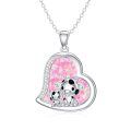 wholesale 925 Sterling Silver Mom Heart Shape Animal Pendant Necklaces for Women Girls Family Love Gift-0-43