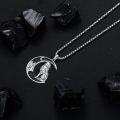 wholesale 925 Sterling Silver Wolf on Crescent Moon Necklace Gothic Jewelry for Men & Women -0-4