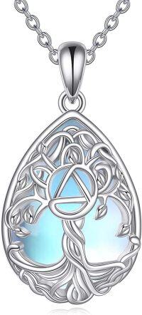 wholesale 925 Sterling Silver Blue Agate Tree of Life Pendant Necklace for Women-AA