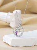 wholesale 925 Sterling Silver Purple Enamel Owl Moon Pendant Necklace-0-1