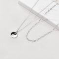 wholesale 925 Sterling Silver Ying Yang Pendant Double Chain Necklace with Black and White Enamel Design-0-2