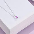 wholesale 925 Sterling Silver Green CZ Round Pendant Chain Necklace for Women Girls-0-46