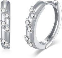 wholesale 925 Sterling Silver & 925 Sterling Silver White Gold Plated Moissanite Round Cut Huggie Hoop Earrings for Women - Gift Idea (Mother's Day/Christmas)-Moissanite