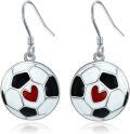 wholesale 925 Sterling Silver Heart Soccer Ball Drop Earrings for Women Sport Lover Gifts-0-0