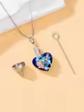 TOUPOP Sterling Silver Rose Quartz Heart Dragonfly Ash Holder Necklace-0-4