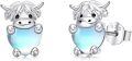 wholesale 925 Sterling Silver Blue Opal Cow Stud Earrings for Sensitive Ears-0-0