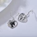 wholesale 925 Sterling Silver Heart-Shaped Black Horse Head with Daisy Flowers Dangle Earrings for Women Gifts-0-1