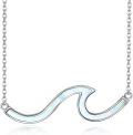 wholesale Gold 925 Sterling Silver Ocean Wave Pendant Necklaces Minimalist Chain Beach  for Women-0-16
