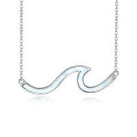 wholesale 925 Sterling Silver Wave Pendant Necklace Wholesale In Rose Gold Tone For Women Fashionable Minimalist Jewelry-white opal