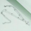 wholesale 925 Sterling Silver Cross Charm Ankle Bracelet for Women Girls Beach Foot  6-8 Adjustable Length-0-3