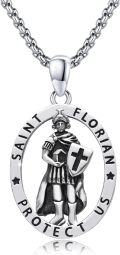wholesale 925 Sterling Silver Saint Florian Protect Us Medal Necklace Pendant -0-0