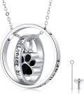 wholesale 925 Sterling Silver Pet Cremation Jewelry with Black Enamel Paw Print Pendant and Funnel Set for Ashes Keepsake Memorial Gift for Women-0-0