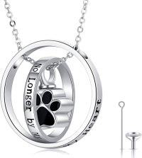 wholesale 925 Sterling Silver Pet Cremation Jewelry with Black Enamel Paw Print Pendant and Funnel Set for Ashes Keepsake Memorial Gift for Women-C-Dog Paw