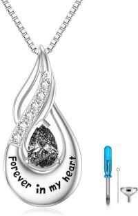 wholesale Sterling Silver Moonstone Opal Turquoise Larimar Black Onyx Cremation Jewelry for Ashes-Non-custom-A Black Birthstone Non-custom-A Black Birthstone