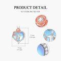 wholesale 925 Sterling Silver Rose Gold Heart Dance Couple Moonstone Pendant Necklace-0-4