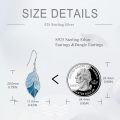 wholesale 925 Sterling Silver Blue Enamel Monstera Maple Leaf Drop Dangle Earrings for Women-0-4