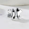 wholesale 925 Sterling Silver Black Onyx Cat Stud Earrings Gift for Women-0-1