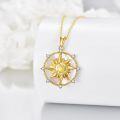 wholesale 925 Sterling Silver Yellow Citrine & White Abalone Shell Sun Pendant Necklace for Women-0-3
