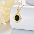 wholesale Gold-Plated 925 Sterling Silver Black Onyx and Opal Bohemian Pendant Necklace-0-2
