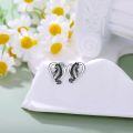 wholesale 925 Sterling Silver Black Cat Heart Stud Earrings for Women's Gift Ideas-0-2