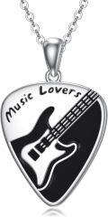 wholesale 925 Sterling Silver Music Lovers Guitar Pick Pendant Necklace Musical  for Women Girls-0-0