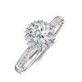 TOUPOP Sterling Silver Moissanite Flower Halo Engagement Ring-0-0