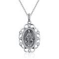 wholesale 925 Sterling Silver Metal Stone Virgin Mary Necklace Miraculous Medal Guadalupe  for Women Girls-0-0