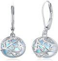 wholesale 925 Sterling Silver Blue Opalite Filigree Leverback Drop Earrings Gift for Women-0-0