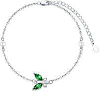 wholesale Sterling Silver Crystal Butterfly Adjustable Bracelet (7 9 )-Emerald Green