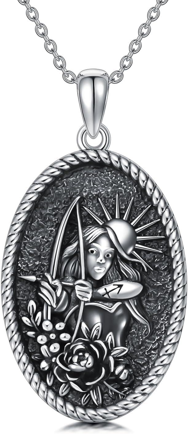 Sterling Silver Artemis Necklace Greek Goddess Jewelry Roman Mythology Gift for Her-0-1