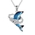 TOUPOP 925 Sterling Silver Crystal Dolphin Pendant Necklace-0-0