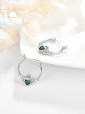 wholesale 925 Sterling Silver Green Crystal Heart Claddagh Hoops - Irish Celtic s for Women-0-1