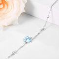 wholesale 925 Sterling Silver Moonstone Paw Print Adjustable Bracelet for Women Girls-0-2