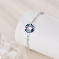 wholesale 925 Sterling Silver Heart Pendant Charm Bracelet Wholesale With Blue Crystal Circle-0-2