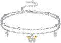 wholesale 925 Sterling Silver Yellow Stone Butterfly Charm Ankle Anklet for Women-0-0