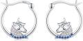 wholesale 925 Sterling Silver Hypoallergenic Unicorn Huggie Hoop Earrings with Colorful Stones and Rhinestones for Girls & Women-0-0