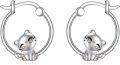 wholesale 925 Sterling Silver Cat Charm Hoop Earrings - Adorable Kitty  for Girls and Women-0-0