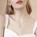 wholesale 925 Sterling Silver Platinum Plated Rn Caduceus Nurse Pendant Necklace With Lab Created Moissanite-0-4