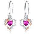 TOUPOP Sterling Silver Pink Tourmaline Heart Butterfly Earrings-0-0