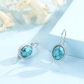 wholesale 925 Sterling Silver Natural Turquoise Oval Leverback Drop Dangle Earrings for Women-0-2
