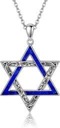 wholesale 925 Sterling Silver Star of David Pendant Blue Enamel Lucky Charm Necklace°®¶ûÀ¼ºÃÔËÊÎÆ·-0-0