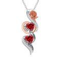 TOUPOP Sterling Silver Garnet Rose Flower Necklace January Birthstone Jewelry-0-0