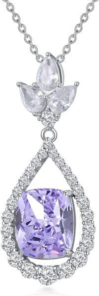 wholesale 14K White Gold Plated Sterling Silver Crushed Ice CZ Teardrop Pendant Necklace for Women-6-June