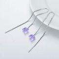 wholesale 925 Sterling Silver Austrian Crystal Purple Butterfly Long Dangle Earrings-0-1
