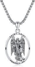 wholesale 925 Sterling Silver Saint Uriel Angel Pendant Necklace  Catholic Medal Protection Jewelry for Women Men Gift 45cm Chain Length-0-0